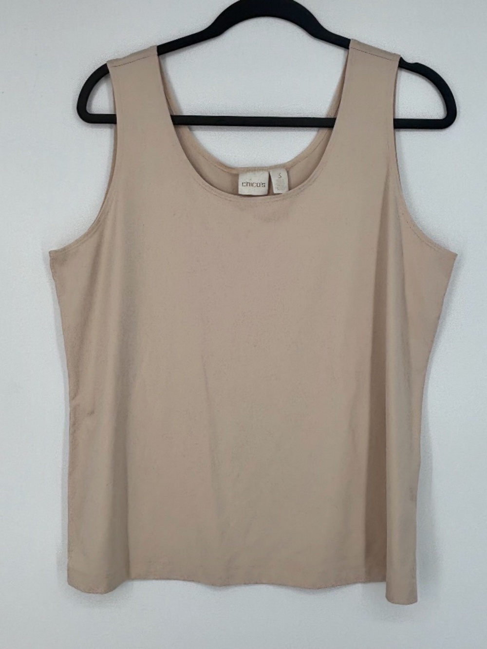 Chico's Size 3 Womens XL Layering Tank Top Blush Pink Tan Stretch Nylon Spandex